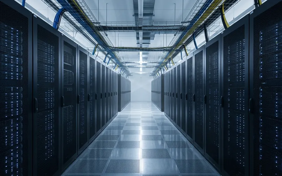 Serverschränke in einem professionellen Rechenzentrum in Deutschland